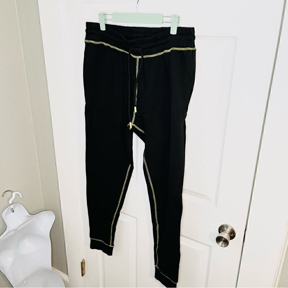 Elevenparis Contrast Stiched Joggers Cotton Black Neon Line Green Stitching M - Picture 4 of 9